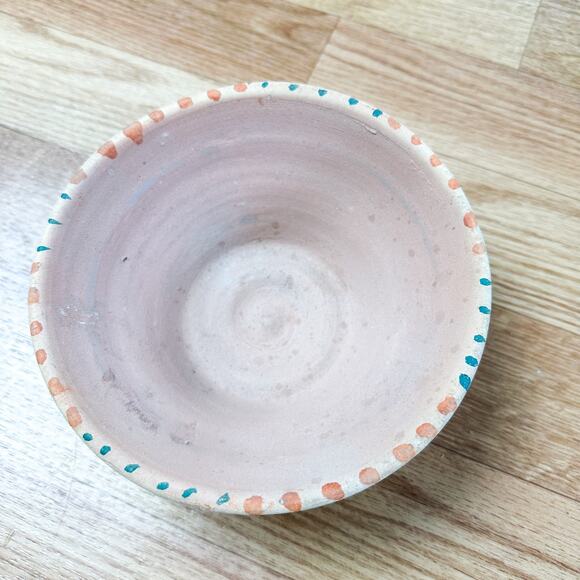 Vintage Terracotta Bowl Hand Painted Unglazed - Picture 3 of 4